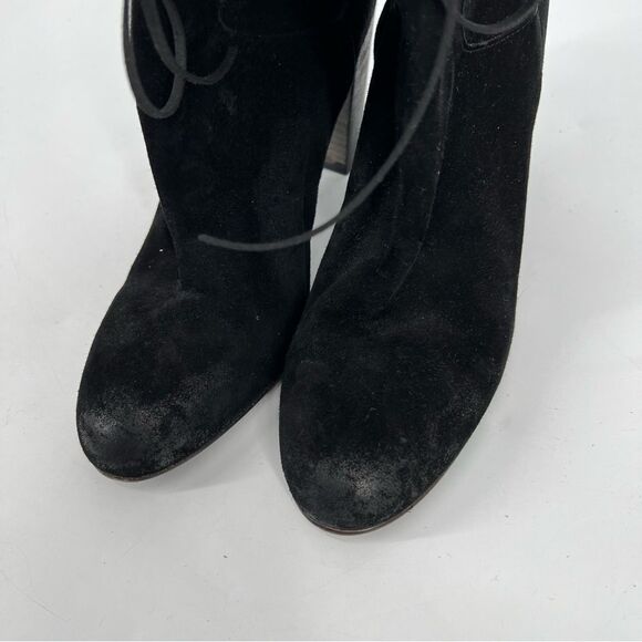 Free People Mila Foldover Ankle Heeled Booties Black Suede EU41 US10 NWOT - Picture 5 of 11